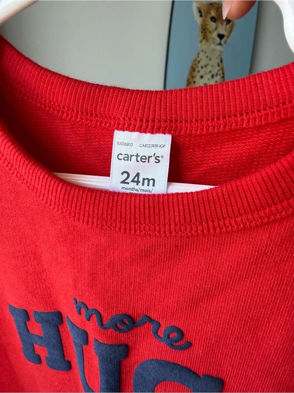 CARTER’S Puff Letter More Hugs French Terry Long-Sleeve Jumpsuit 12M